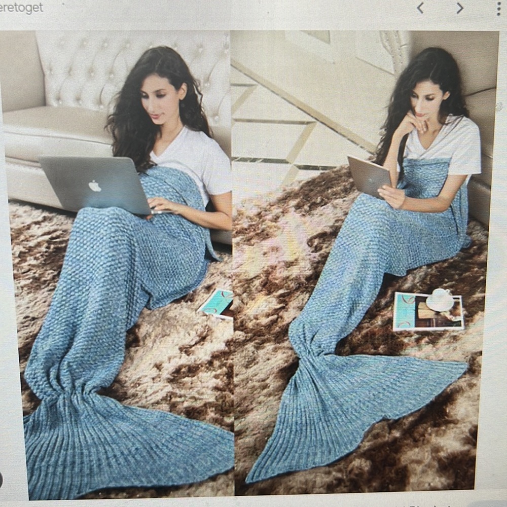 Mermaid Knitted Crochet Tail Snag in Cuddle blanket